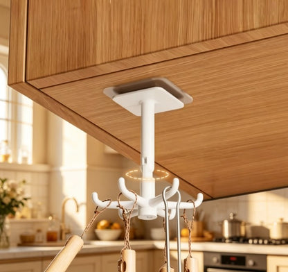 360° Rotating Kitchen Hooks - Self-Adhesive Wall Mount Storage Rack - Multi-Purpose Hanging Organizer for Kitchen Utensils, Bathroom & Home Organization