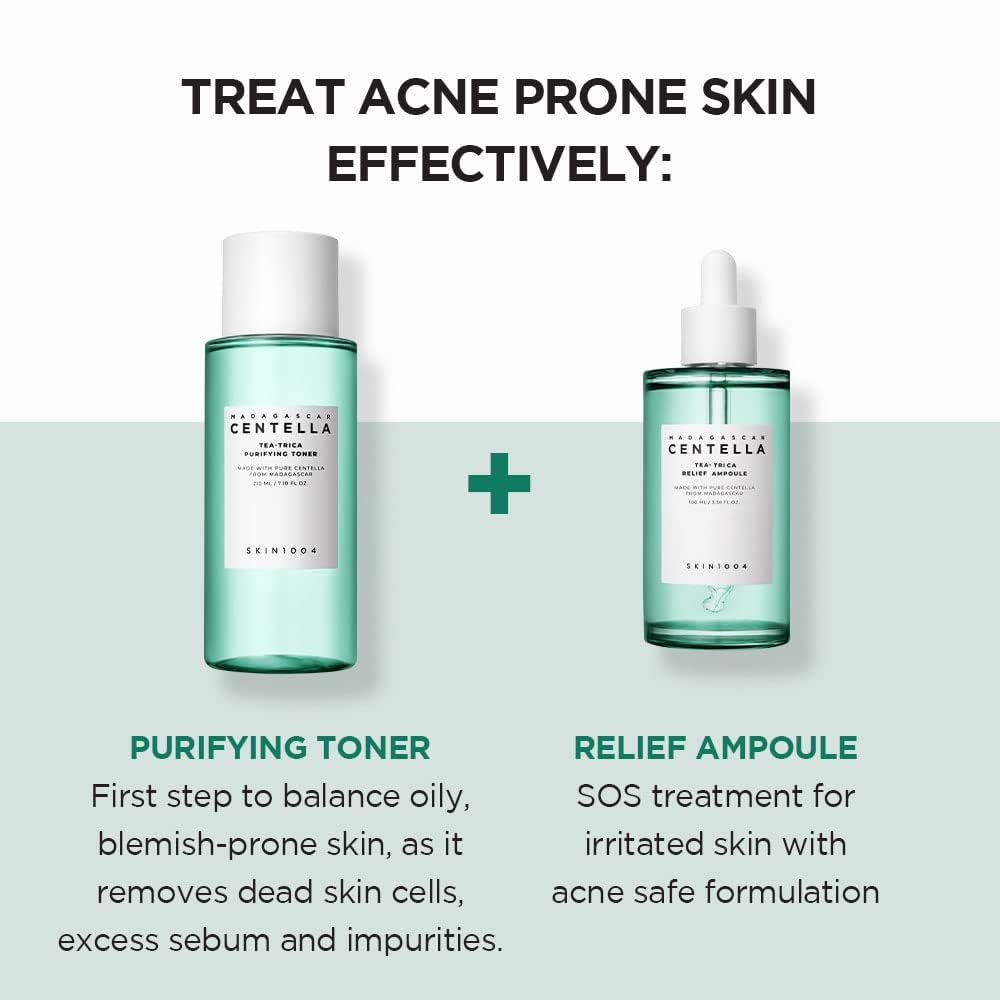 SKIN1004 Tea-Trica Relief Ampoule 3.38 fl. oz, 100ml, Soothing Hydration for Sensitive Skin