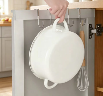 Damage-Free Traceless Metal Hook - Modern No-Screw Wall Mount Hanger - Minimalist Silver Organizer for Wardrobe & Kitchen