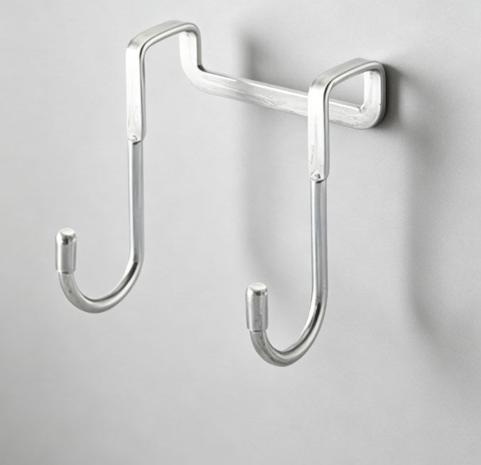 Damage-Free Traceless Metal Hook - Modern No-Screw Wall Mount Hanger - Minimalist Silver Organizer for Wardrobe & Kitchen