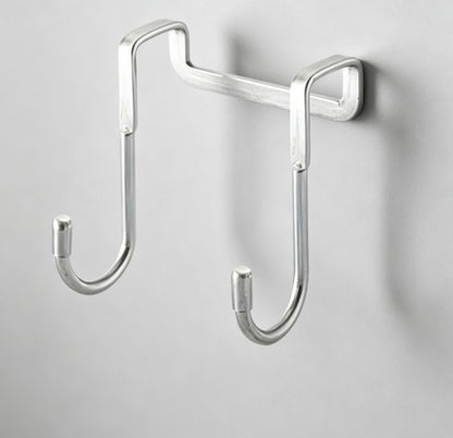 Damage-Free Traceless Metal Hook - Modern No-Screw Wall Mount Hanger - Minimalist Silver Organizer for Wardrobe & Kitchen