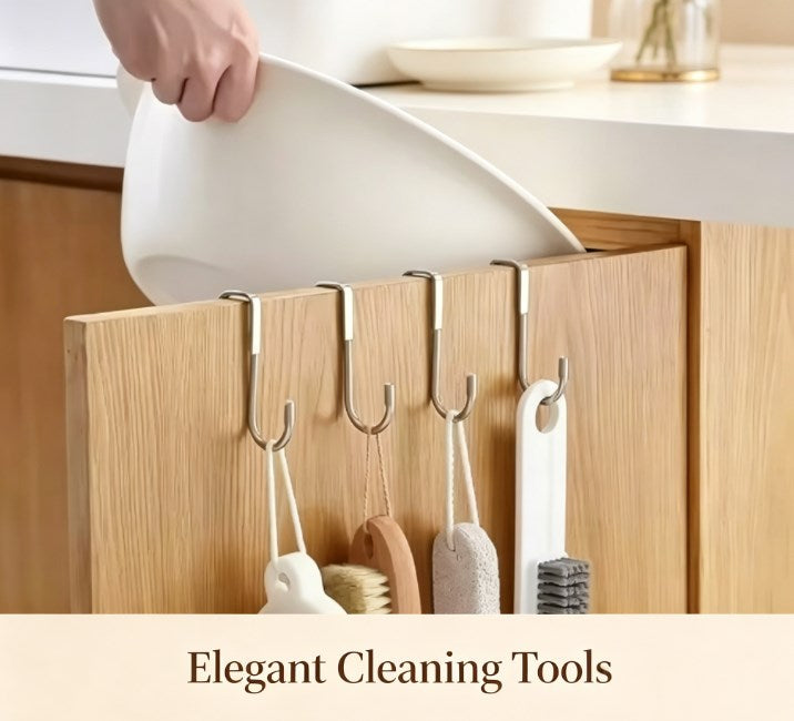 Damage-Free Traceless Metal Hook - Modern No-Screw Wall Mount Hanger - Minimalist Silver Organizer for Wardrobe & Kitchen