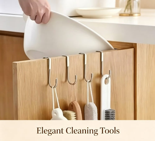 Damage-Free Traceless Metal Hook - Modern No-Screw Wall Mount Hanger - Minimalist Silver Organizer for Wardrobe & Kitchen