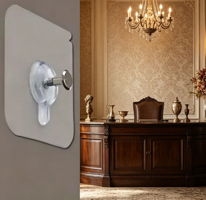 Heavy Duty Self-Adhesive Wall Hooks - Waterproof & Rustproof Transparent Seamless Hangers - No-Drill Strong Utility Hooks for Kitchen, Bathroom, and Home Organization (Max 13lbs)