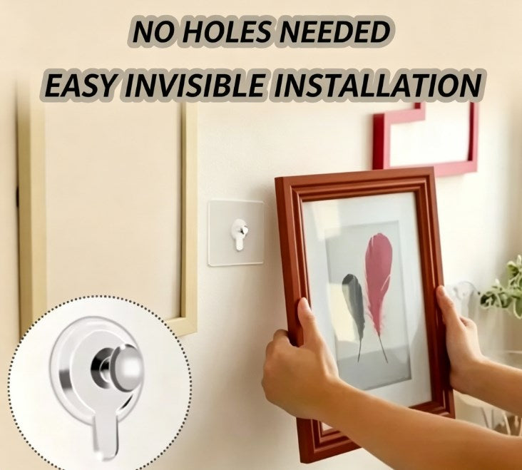 Heavy Duty Self-Adhesive Wall Hooks - Waterproof & Rustproof Transparent Seamless Hangers - No-Drill Strong Utility Hooks for Kitchen, Bathroom, and Home Organization (Max 13lbs)