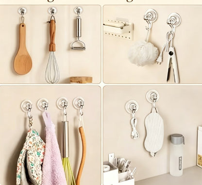 Power Vacuum Suction Hooks (Pack of 10) - Waterproof Heavy Duty Shower Towel Hooks - Industrial Strength Clear Hangers for Kitchen Cabinets & Windows