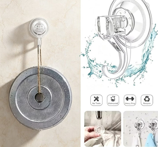 Power Vacuum Suction Hooks (Pack of 10) - Waterproof Heavy Duty Shower Towel Hooks - Industrial Strength Clear Hangers for Kitchen Cabinets & Windows