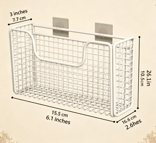 Punch-Free Kitchen Storage Rack | Metal Cabinet Door Hanging Basket | Plastic Wrap & Spice Holder | Multi-Functional Home & Fridge Organizer