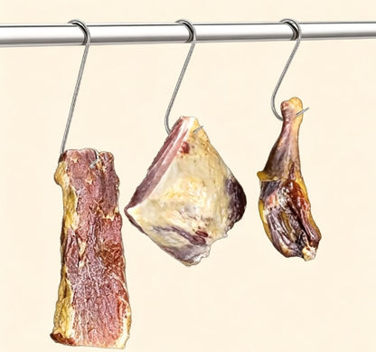Stainless Steel S Hooks with Sharp Tip | Multi-Purpose Meat Hanger for Butchers, Kitchen Utensils, Clothes & Baking Accessories | Heavy Duty Metal Hooks